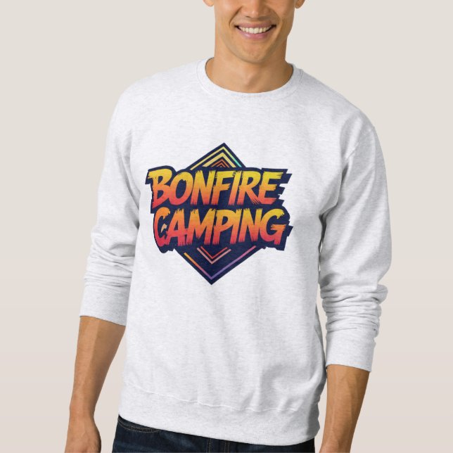 🔥 Bål Campingäventyr - Retro 80-tal Utomhus Lång Ärmad Tröja (Framsida)