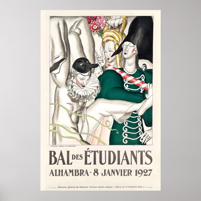 Bal des Etudiants Affiche Fashion Art Nouveau Poster (Framsidan)