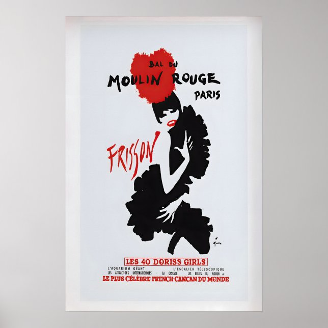 Bal du Moulin Rouge, Paris   Vintage Advertising Poster (Framsidan)