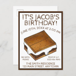 Bål S'mores Marshmallow Smores Födelsedagsfest Inbjudan Vykort