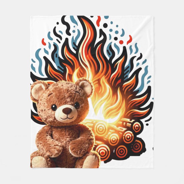 Bål teddybjörn fleecefilt (Framsidan)