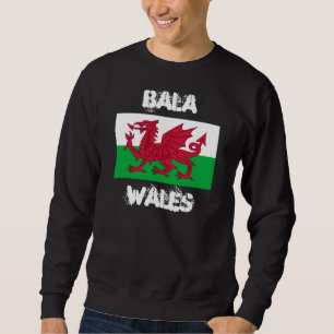 Bala, Wales med Welsh flagga Lång Ärmad Tröja