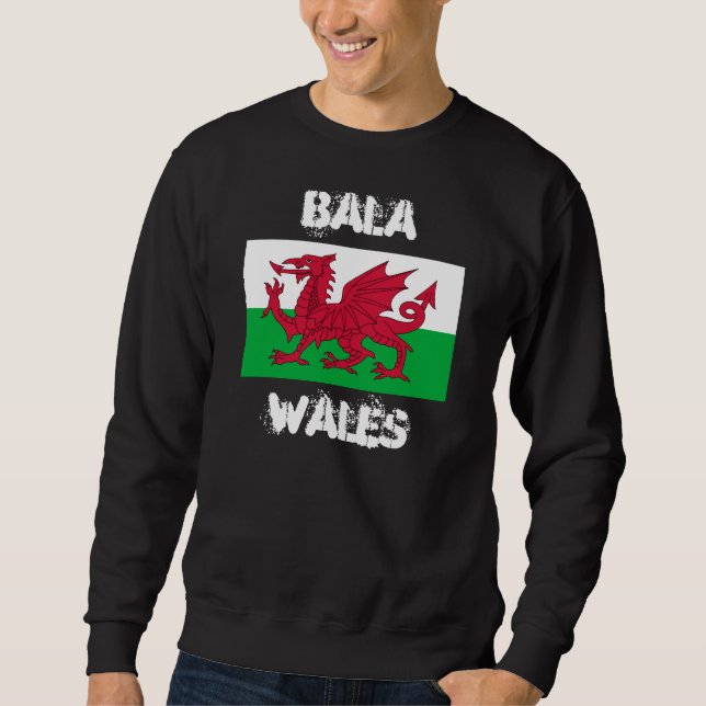 Bala, Wales med Welsh flagga Lång Ärmad Tröja (Framsida)