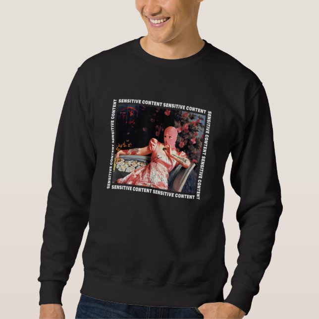 Balaclava Girl Ledsen Aesthetic Edgy Streetwear Lång Ärmad Tröja (Framsida)