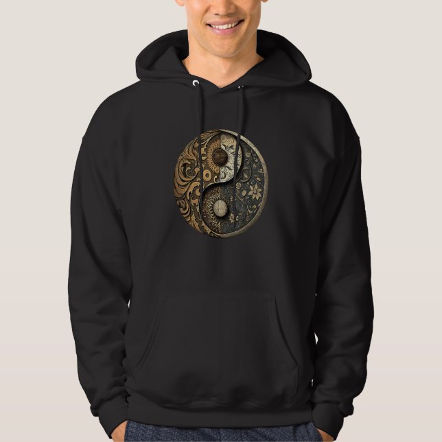 Balance and Harmony Yin Yang Symbol Forest Nature Hoodie (Framsida)