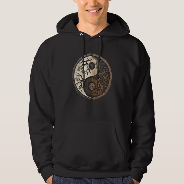 Balance and Harmony Yin Yang Symbol Nature Forest Hoodie (Framsida)