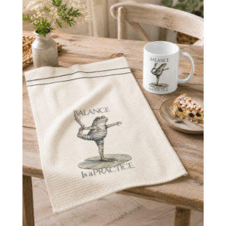 Balance är en övning Whimsical Groda Kökshandduk