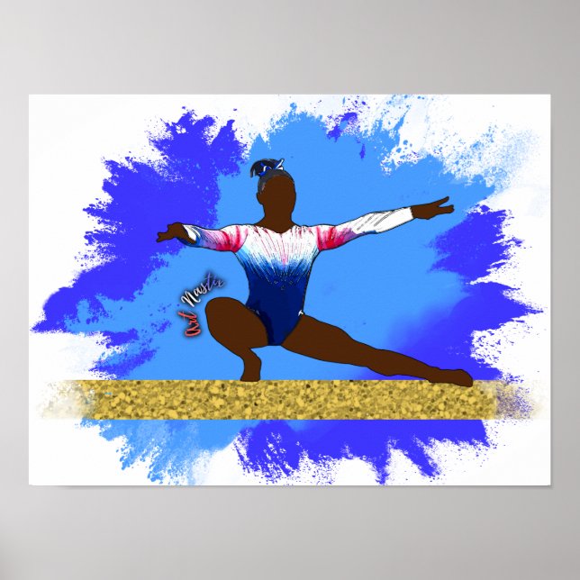 Balance Beam Gymnast Silhouette Poster (Framsidan)