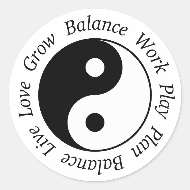 Balance Yin Yang Symbol Runt Klistermärke (Framsida)