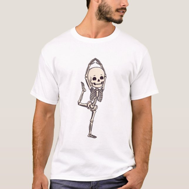 Balanced Bones Bliss – Cute Skeleton in a Playful T Shirt (Framsida)