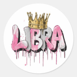 Balanced Libra Zodiac Graffiti Airbrush med Krona Runt Klistermärke