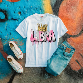 Balanced Libra Zodiac Graffiti Airbrush med Krona T Shirt