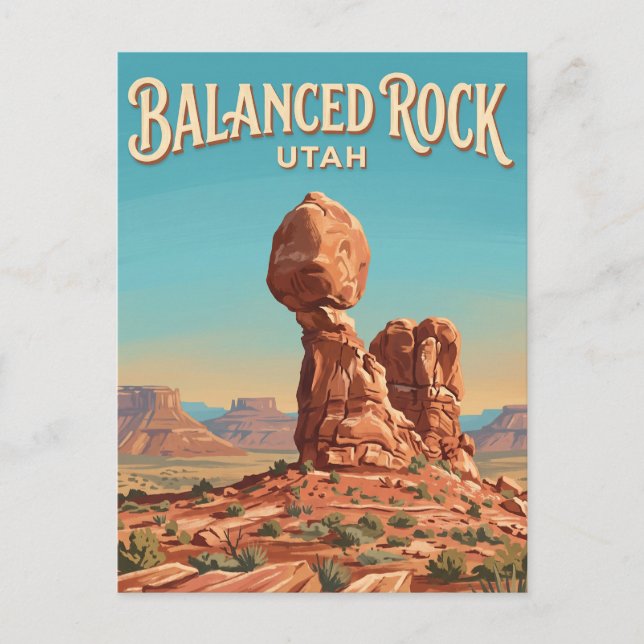 Balanced Rock Moab Utah Vykort (Framsida)