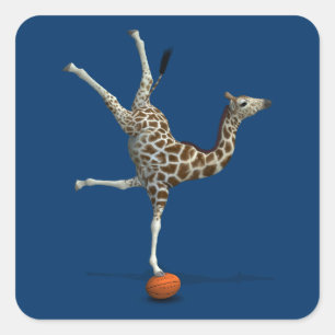 Balancing Giraffe Fyrkantigt Klistermärke