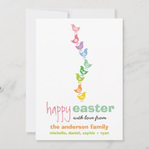 Balancing Pastels Rainbow Chicks Whimsical Påsk Julkort