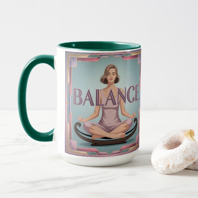 Balans affirmation geometrisk meditation mugg (Med munk)
