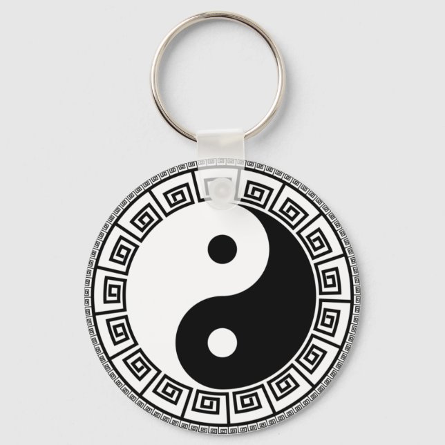 Balans: Ba Gua, åtta trigram yin yang TCM Nyckelring (Framsida)