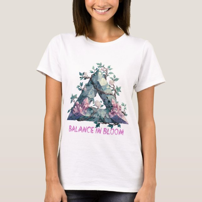 Balans i Bloom Crystal Triangle Blommigt T-Shirt (Framsida)