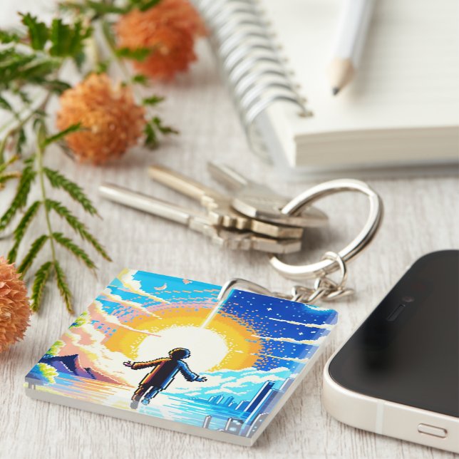 Balans i världen - Futuristiska Pixel Art Tech (Högra Framsidan)