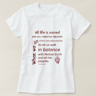 Balans med Mor Earth Native American Quote T Shirt