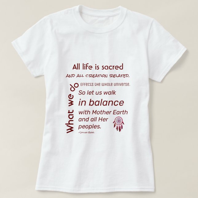 Balans med Mor Earth Native American Quote T Shirt (Design framsida)