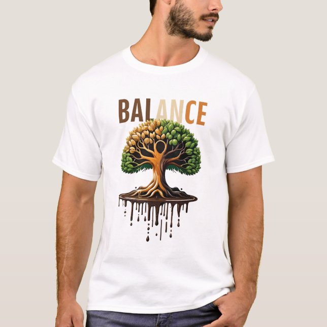Balans mellan Livets träd naturkonst T Shirt (Framsida)