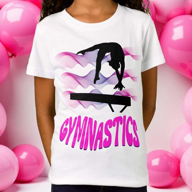 Balans mellan Rosa och Lila av gymnastika T Shirt (Gymnastics Pink and Purple Balance Beam T-Shirt)