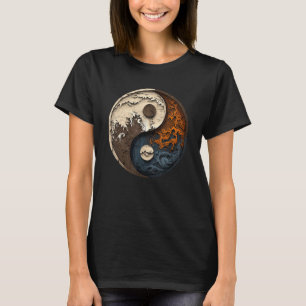 Balans och harmoni Yin Yang-symbol havsskog T Shirt