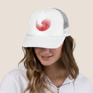 Balans | Röd Fraktal Spiral | Abstrakt Design Keps