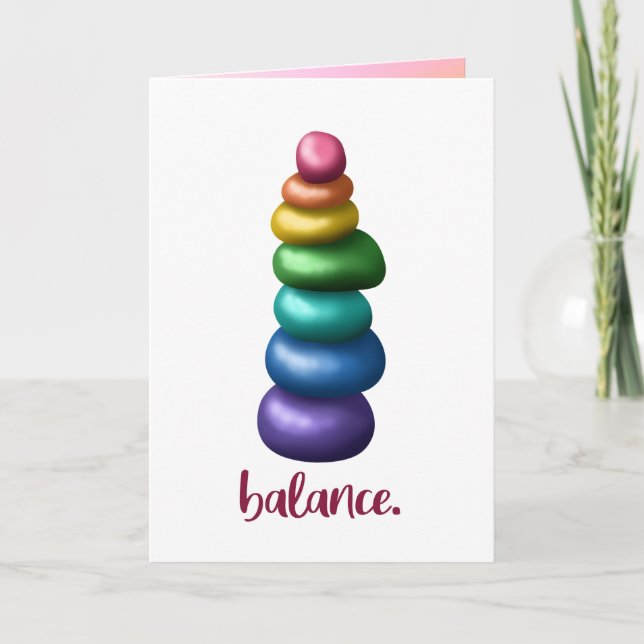 Balans. Stapla Sten-hälsningskort Tack Kort (Framsida)