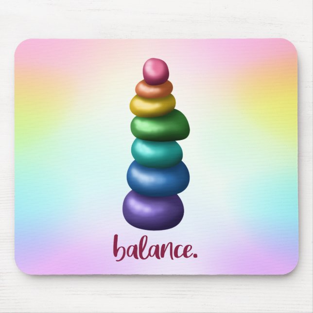 Balans. Stenens musknapp för regnbåge Musmatta (Framsidan)