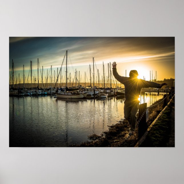Balansakt med två solflammor Fotografi Poster (Framsidan)