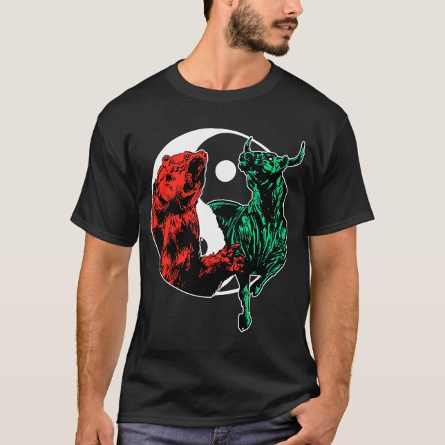 Balansen mellan å ena sidan ying Yang Stonks på la T Shirt (Framsida)