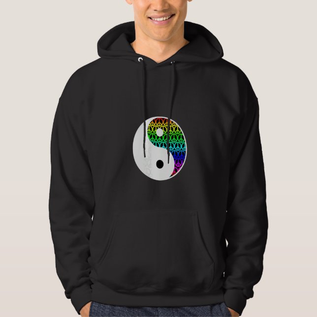 Balansen mellan kvinnor och män och yang-fredssymb hoodie (Framsida)