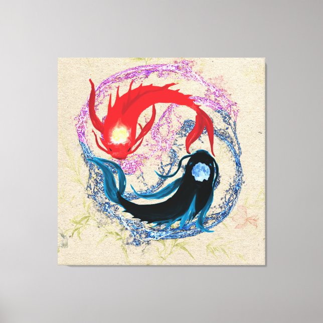 balansen mellan yin yang koi fish japanese art sti canvastryck (Framsida)