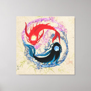 balansen mellan yin yang koi fish japanese art sti canvastryck