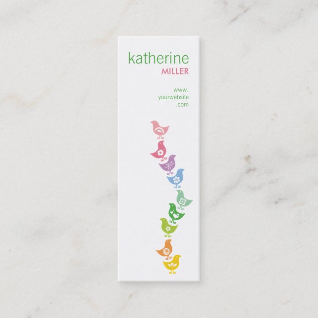 Balansera färgade Retro Rainbow-Chickar vismliknan Mini Visitkort (Framsida)
