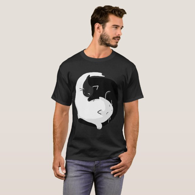 Balansera Yang-yin katter T-shirt (Hel framsida)