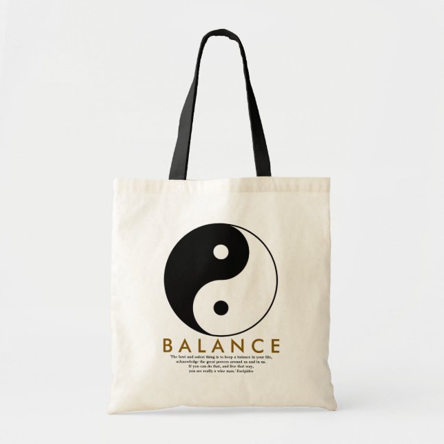 balansera yoga yin yang med citat tygkasse (Framsidan)