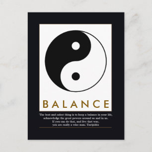 balansera yoga yin yang med citat vykort