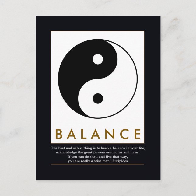 balansera yoga yin yang med citat vykort (Framsida)