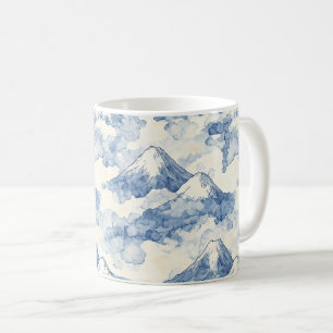 Balanserad blå vita berg snö kaffemugg