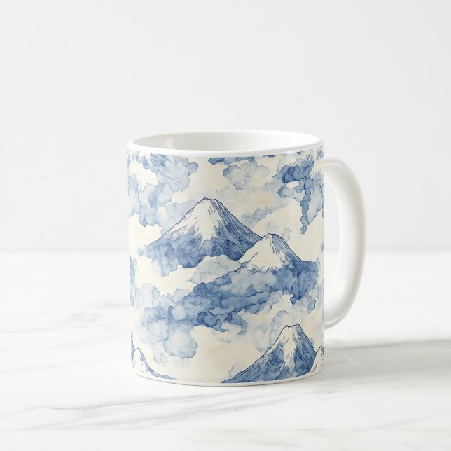 Balanserad blå vita berg snö kaffemugg (Framsida höger)