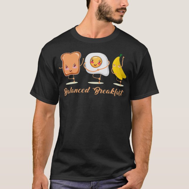 Balanserad Breakfast Nutrition Toast Egg Banana T Shirt (Framsida)