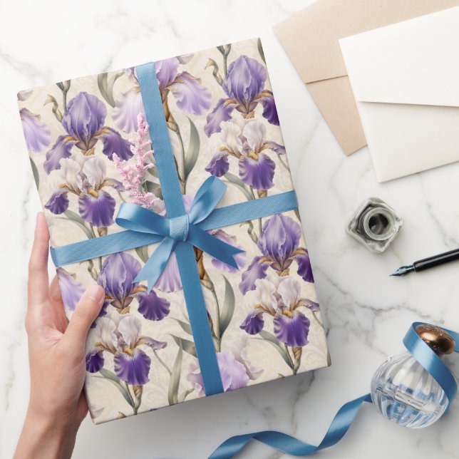Balanserad Lyx Eleganta Irisblommor Presentpapper (Gifting)