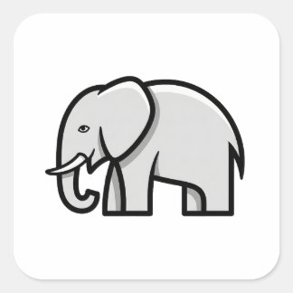Balanserad Minimal Elefantillustration Fyrkantigt Klistermärke