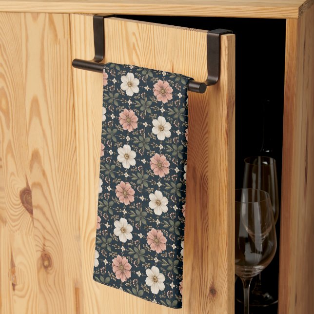 Balanserad Modern Blommig Rutnät Kökshandduk (Thirds Fold)