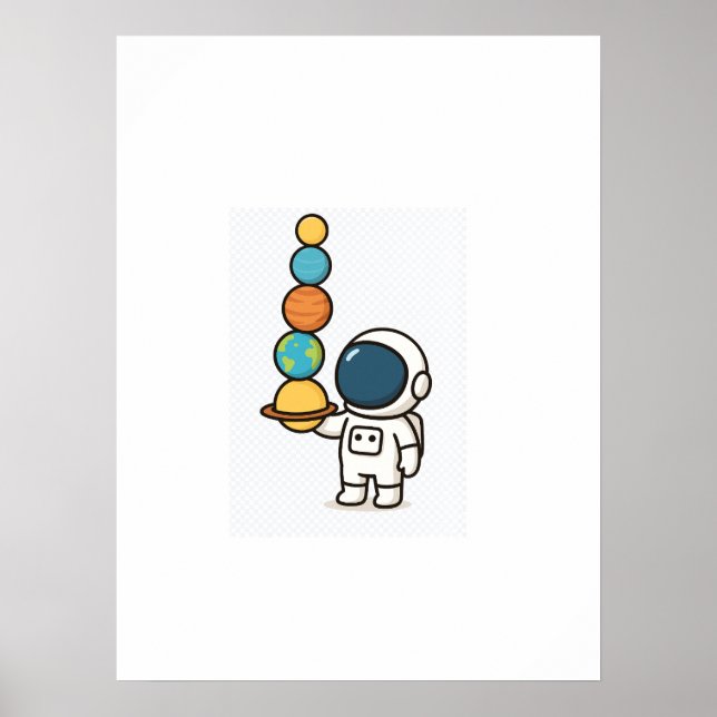 Balanserar - Kawaii Astronaut Wall a Poster (Framsidan)