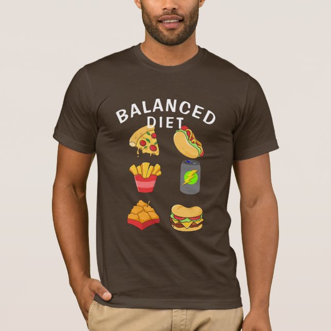 Balanserat Diet Humor Tee, en fin Brev-utskrift fö T Shirt (Framsida)