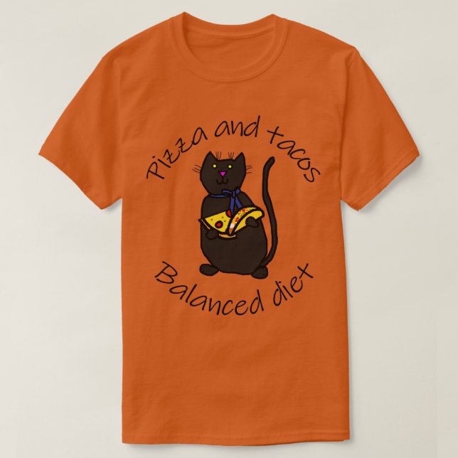 Balanserat foder för djur, katt Pizza och takos Fo T Shirt (Design framsida)